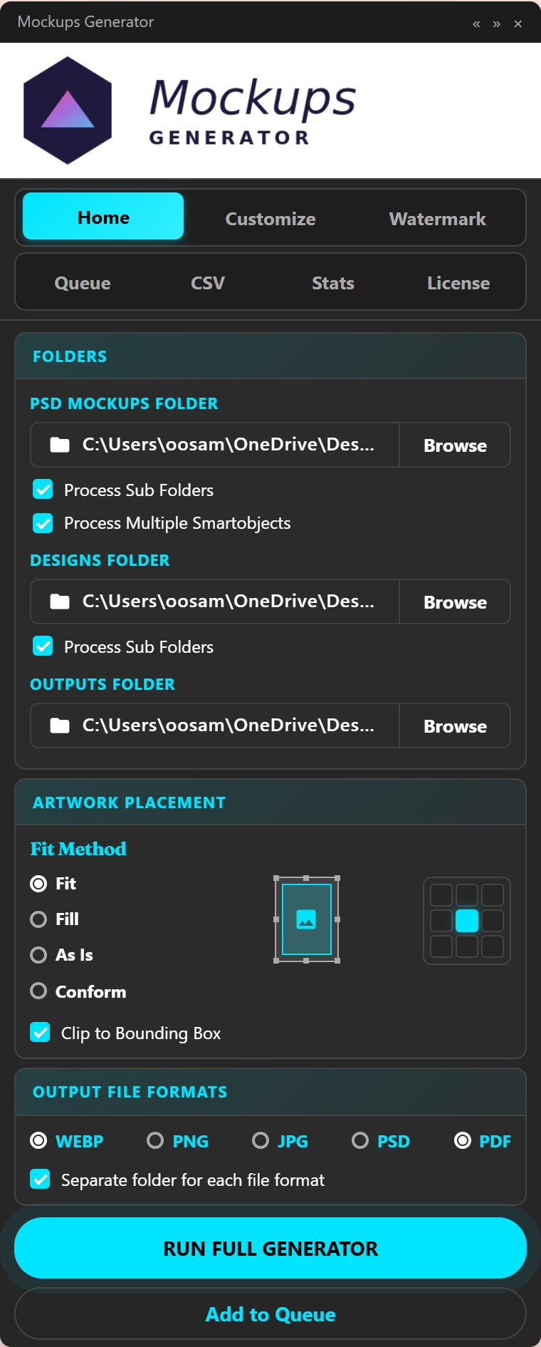 Home tab